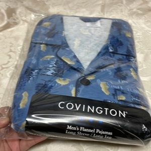 Brand New! Covington Mens Flannel Pajamas Winter Bear Scene Medium.